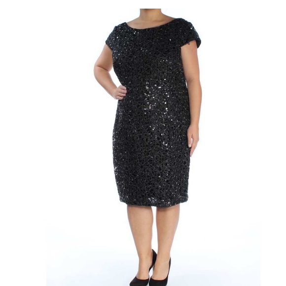 Adrianna-Papell sequins cocktail plus size dress - Picture 5 of 15